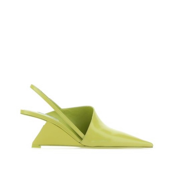 Prada brushed leather pointed toe triangle wedges 2022 new acid green - Picture 1 of 11